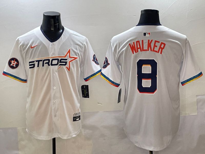 Men Houston Astros #8 Walker White Four generations Joint Name 2025 Nike MLB Jersey style 9